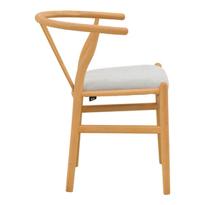 Καρέκλα Wishbone  rubberwood-ύφασμα σε φυσική-γκρι απόχρωση 51x58x73εκ