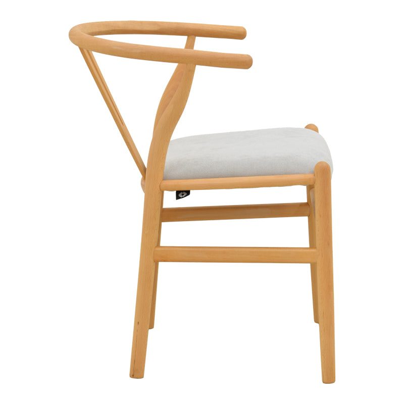 Καρέκλα Wishbone  rubberwood-ύφασμα σε φυσική-γκρι απόχρωση 51x58x73εκ