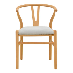 Καρέκλα Wishbone  rubberwood-ύφασμα σε φυσική-γκρι απόχρωση 51x58x73εκ
