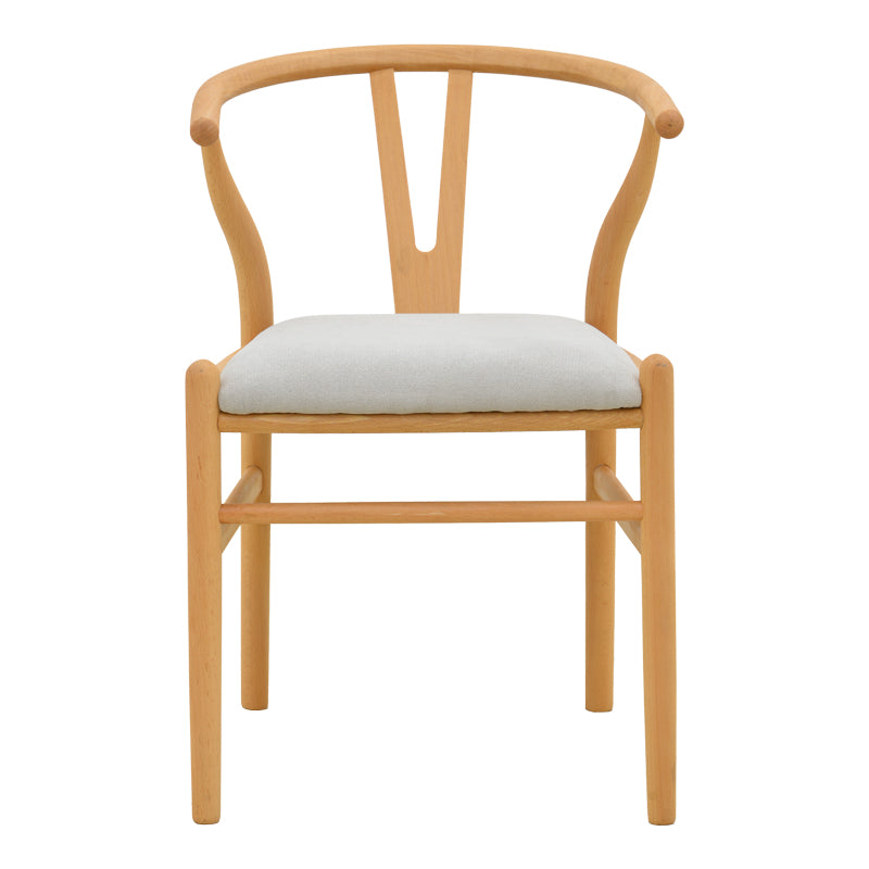 Καρέκλα Wishbone  rubberwood-ύφασμα σε φυσική-γκρι απόχρωση 51x58x73εκ
