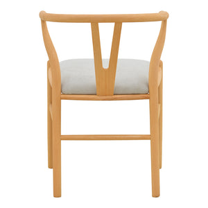 Καρέκλα Wishbone  rubberwood-ύφασμα σε φυσική-γκρι απόχρωση 51x58x73εκ