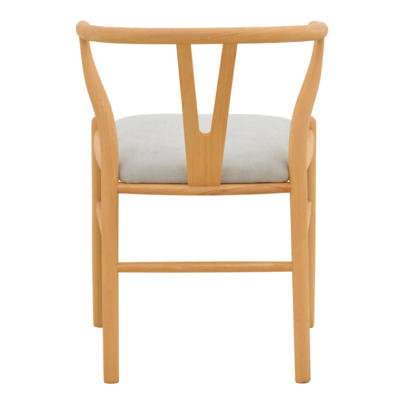Καρέκλα Wishbone  rubberwood-ύφασμα σε φυσική-γκρι απόχρωση 51x58x73εκ