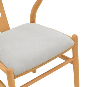Καρέκλα Wishbone  rubberwood-ύφασμα σε φυσική-γκρι απόχρωση 51x58x73εκ