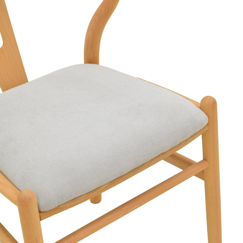 Καρέκλα Wishbone  rubberwood-ύφασμα σε φυσική-γκρι απόχρωση 51x58x73εκ