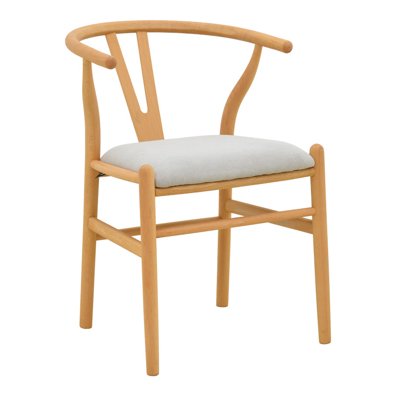 Καρέκλα Wishbone  rubberwood-ύφασμα σε φυσική-γκρι απόχρωση 51x58x73εκ