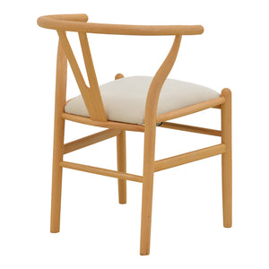 Καρέκλα Wishbone  rubberwood-ύφασμα σε φυσική-μπεζ απόχρωση 51x58x73εκ - Pakobazaar
