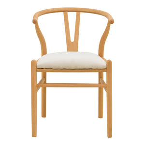 Καρέκλα Wishbone  rubberwood-ύφασμα σε φυσική-μπεζ απόχρωση 51x58x73εκ