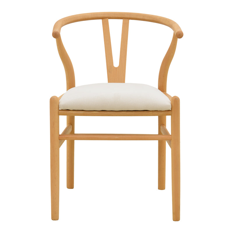 Καρέκλα Wishbone  rubberwood-ύφασμα σε φυσική-μπεζ απόχρωση 51x58x73εκ