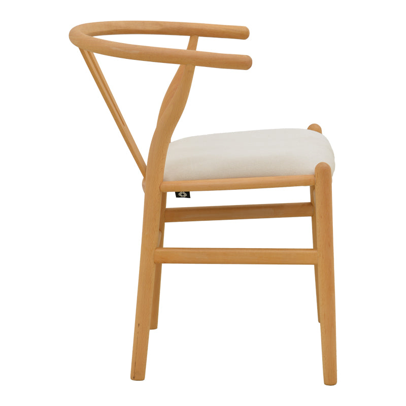 Καρέκλα Wishbone  rubberwood-ύφασμα σε φυσική-μπεζ απόχρωση 51x58x73εκ - Pakobazaar