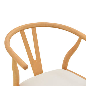 Καρέκλα Wishbone  rubberwood-ύφασμα σε φυσική-μπεζ απόχρωση 51x58x73εκ