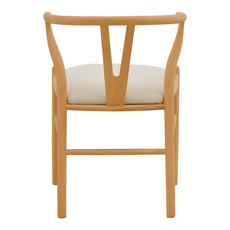 Καρέκλα Wishbone  rubberwood-ύφασμα σε φυσική-μπεζ απόχρωση 51x58x73εκ - Pakobazaar