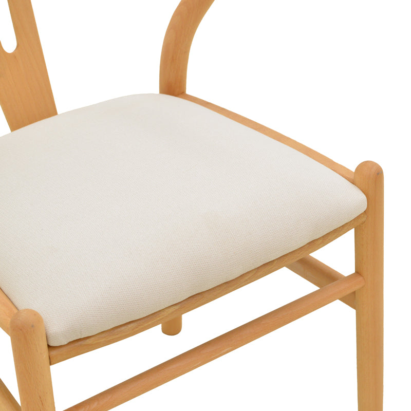 Καρέκλα Wishbone  rubberwood-ύφασμα σε φυσική-μπεζ απόχρωση 51x58x73εκ - Pakobazaar