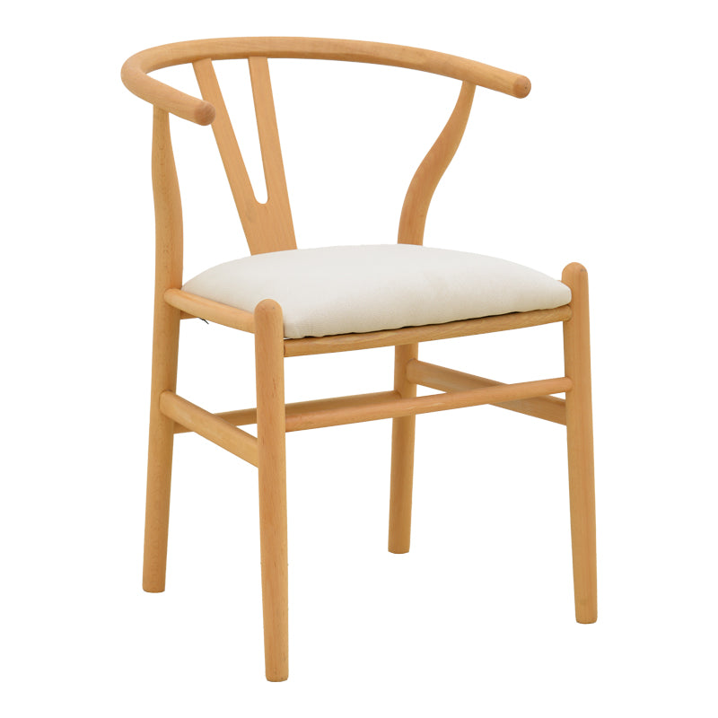 Καρέκλα Wishbone  rubberwood-ύφασμα σε φυσική-μπεζ απόχρωση 51x58x73εκ