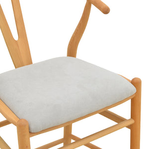 Σκαμπό μπαρ Wishbone  μεσαίου ύψους rubberwood-ύφασμα σε φυσική-γκρι απόχρωση 51x60x95εκ