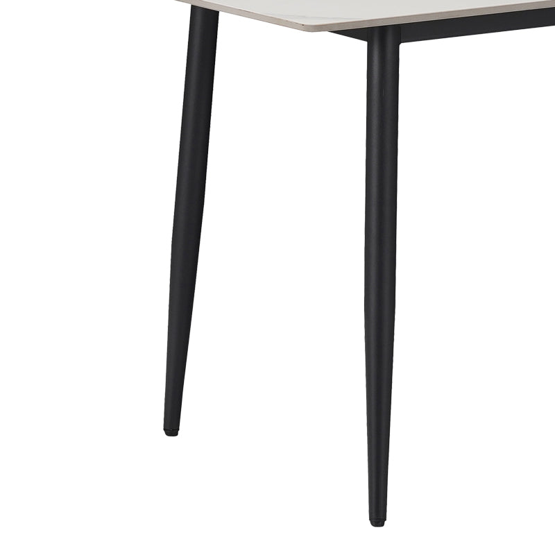 Τραπέζι Gustas  λευκό μαρμάρου sintered stone-μαύρο μέταλλο 140x80x76εκ