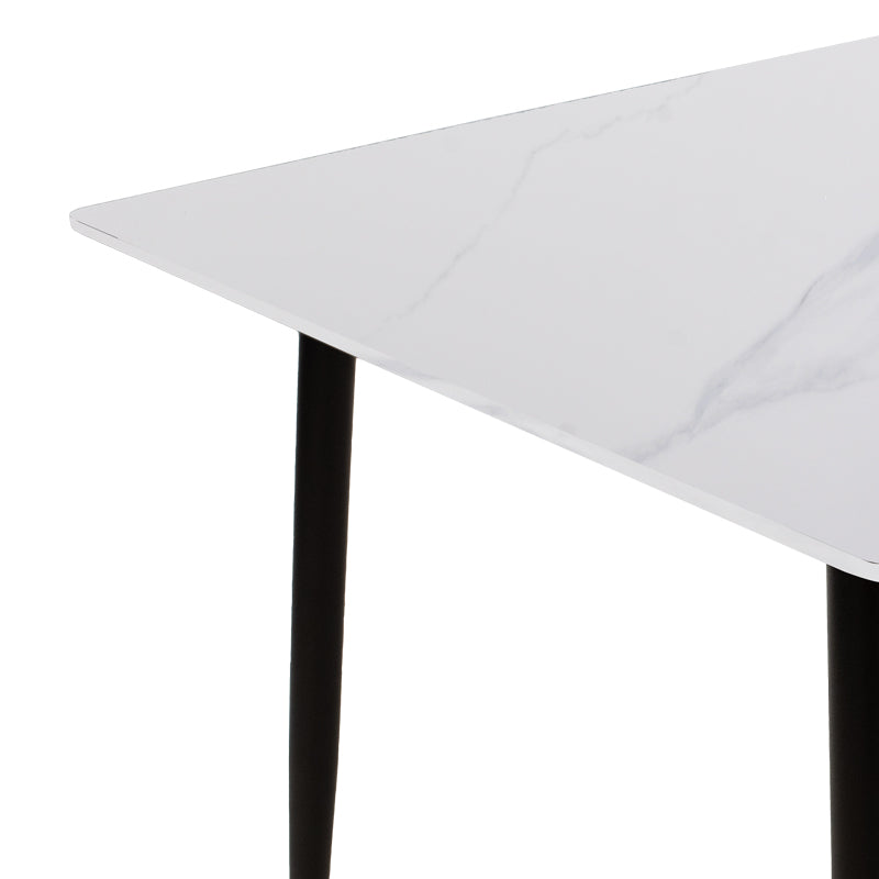 Τραπέζι Gustas  λευκό μαρμάρου sintered stone-μαύρο μέταλλο 160x80x76εκ