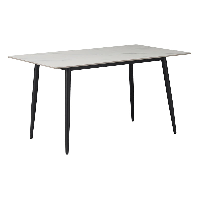 Τραπέζι Gustas  λευκό μαρμάρου sintered stone-μαύρο μέταλλο 160x80x76εκ