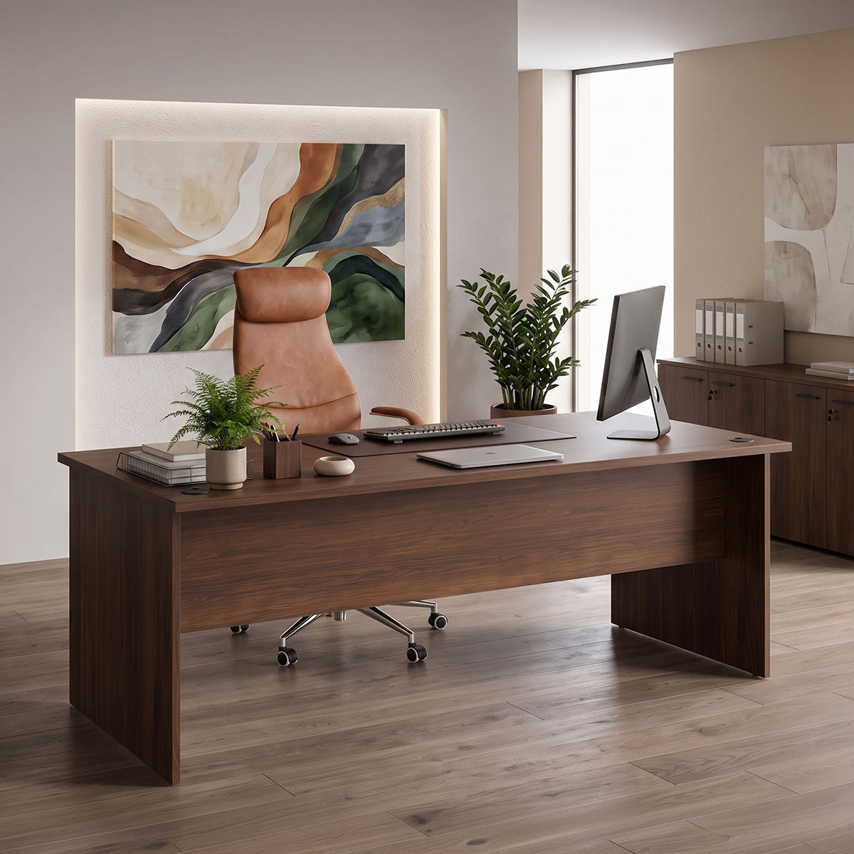 Γραφείο επαγγελματικό Fesialo  καρυδί 180x75x75εκ - Pakobazaar