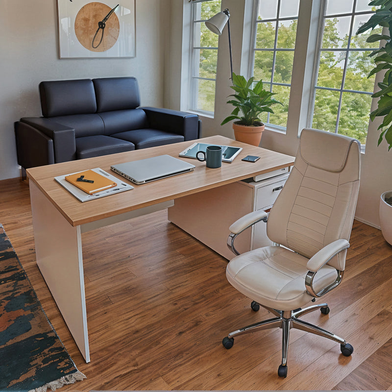 Καρέκλα γραφείου διευθυντή Sonar  pu σε λευκή απόχρωση - Pakobazaar