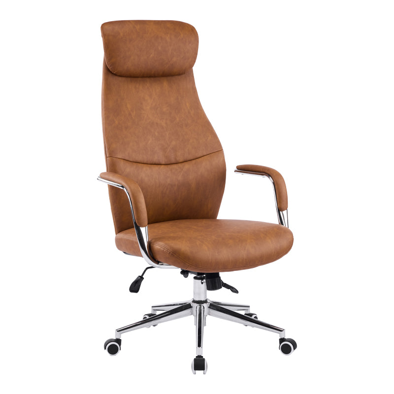 Καρέκλα γραφείου διευθυντή Ferka  καφέ pu 64x71x120-128εκ - Pakobazaar