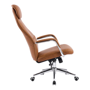 Καρέκλα γραφείου διευθυντή Ferka  καφέ pu 64x71x120-128εκ - Pakobazaar