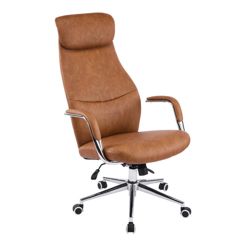 Καρέκλα γραφείου διευθυντή Ferka  καφέ pu 64x71x120-128εκ - Pakobazaar