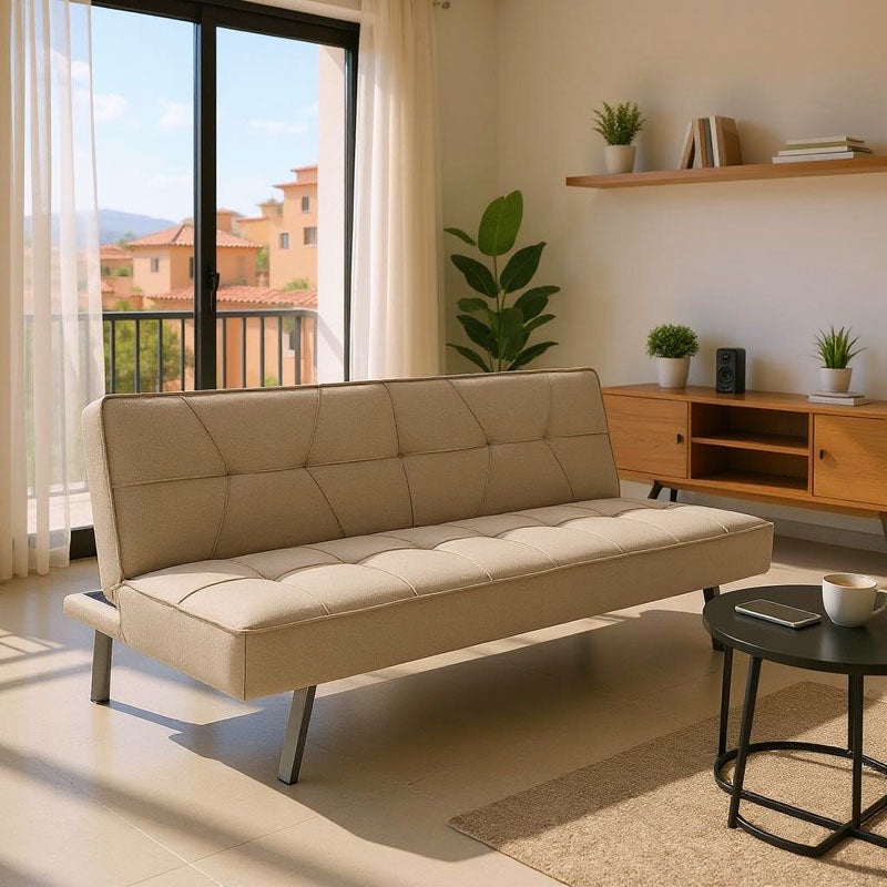 Καναπές-κρεβάτι Travis  3θέσιος με ύφασμα μπεζ 175x83x74εκ - Pakobazaar
