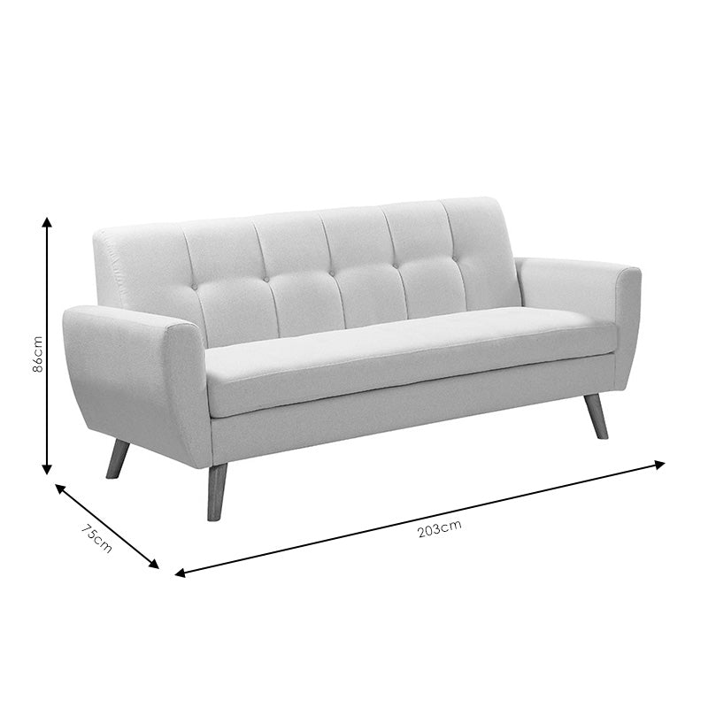 Καναπές Decency  3θέσιος ύφασμα μπεζ 203x75x86εκ - Pakobazaar