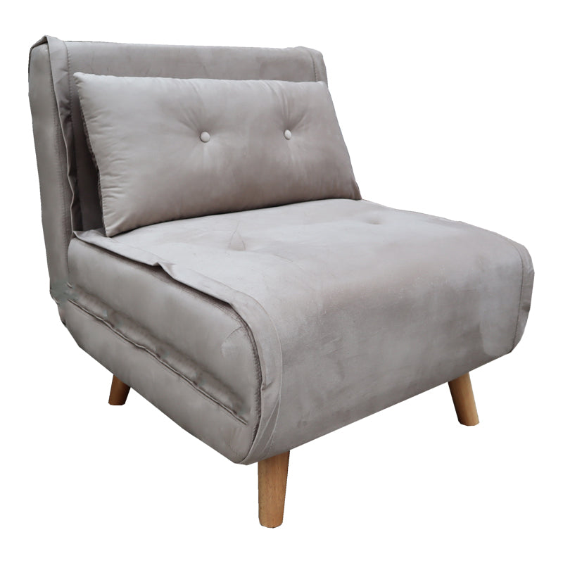 Πολυθρόνα-κρεβάτι Josuane I  βελούδο σε γκρι μπεζ απόχρωση 78x80x81εκ - Pakobazaar