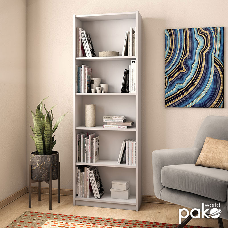 Βιβλιοθήκη Max  σε λευκό χρώμα 58x23x170εκ - Pakobazaar