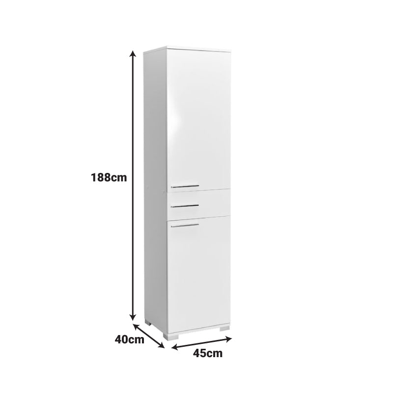 Ντουλάπα Chad  με συρτάρια λευκό gloss 45x40x188εκ - Pakobazaar