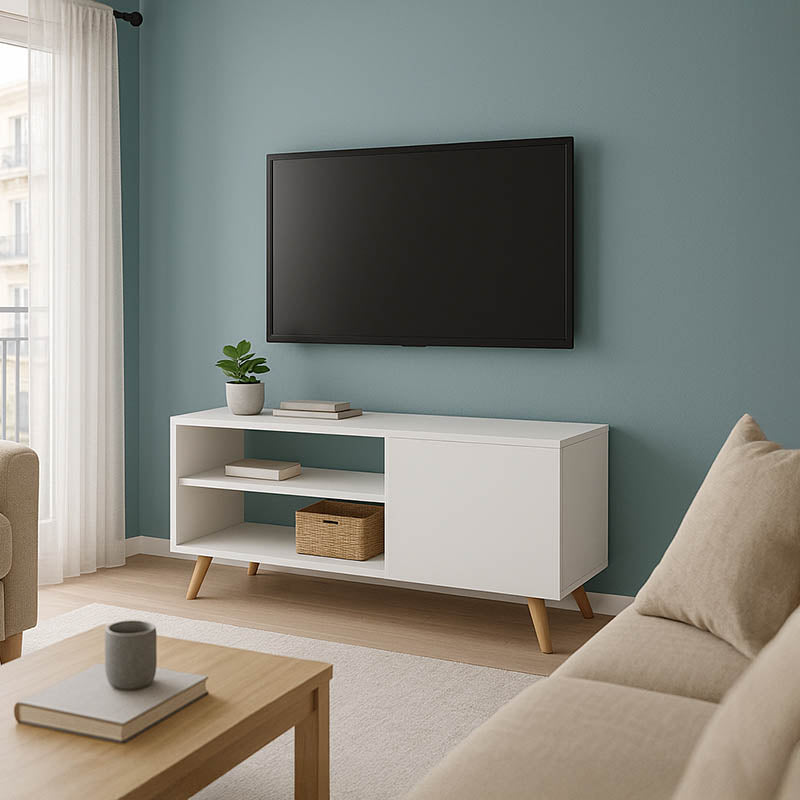 Έπιπλο τηλεόρασης Orianne  μελαμίνης λευκό-φυσικό 90x32x46εκ