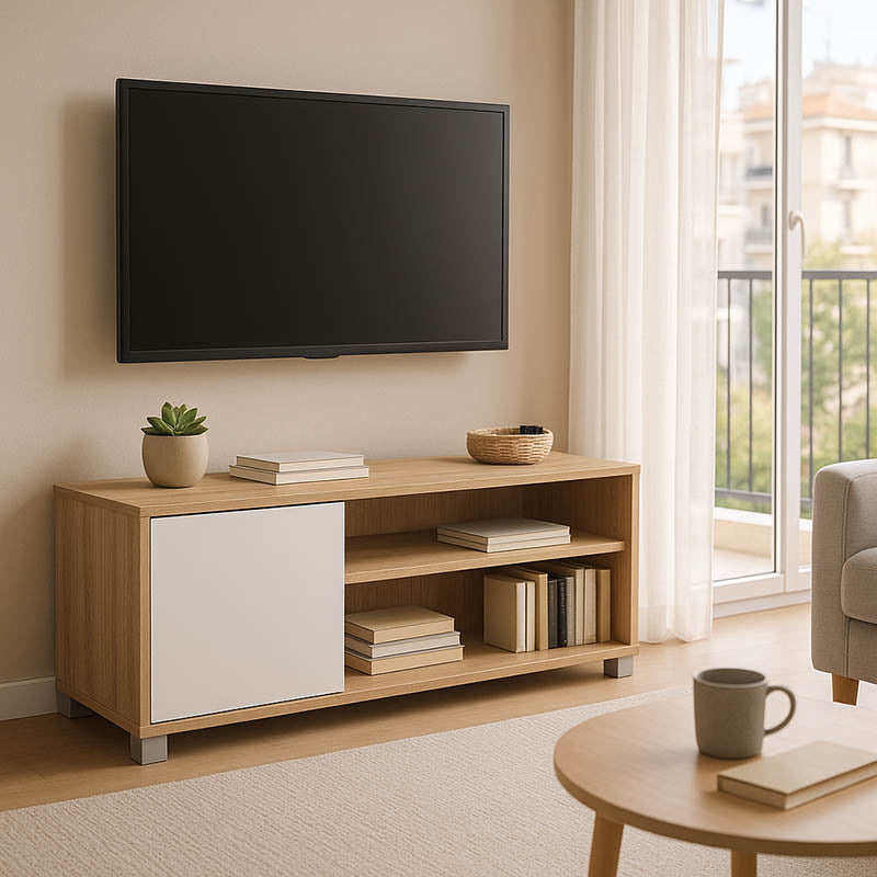 Έπιπλο τηλεόρασης Ellon  μελαμίνης sonoma-λευκό 120x40x41εκ. - Image 1