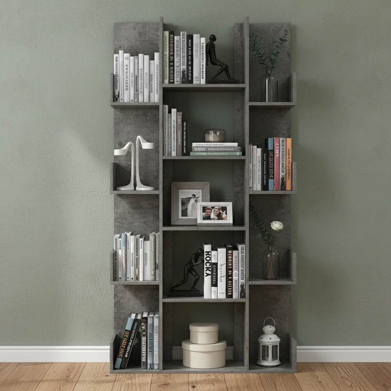 Βιβλιοθήκη Charles  μελαμίνης γκρι oak 90x31x182.5εκ - Pakobazaar