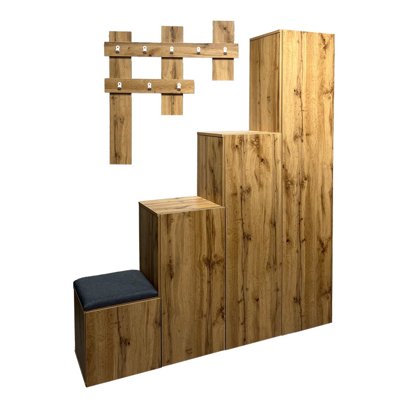 Έπιπλο εισόδου Nenich  σε oak απόχρωση 150x37x180εκ - Pakobazaar