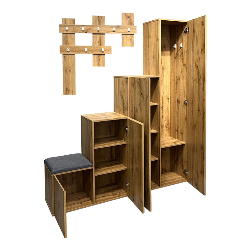 Έπιπλο εισόδου Nenich  σε oak απόχρωση 150x37x180εκ - Pakobazaar