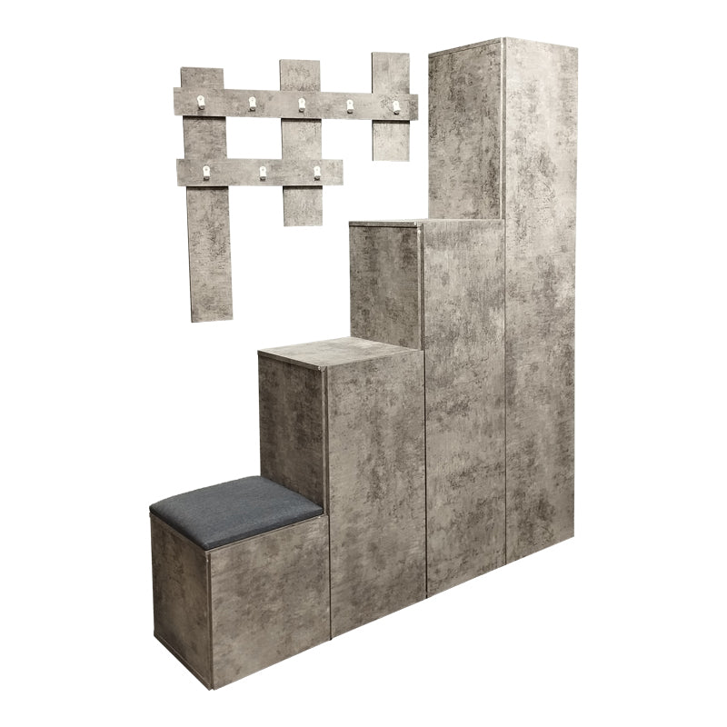 Έπιπλο εισόδου Nenich  σε γκρι oak απόχρωση 150x37x180εκ - Pakobazaar