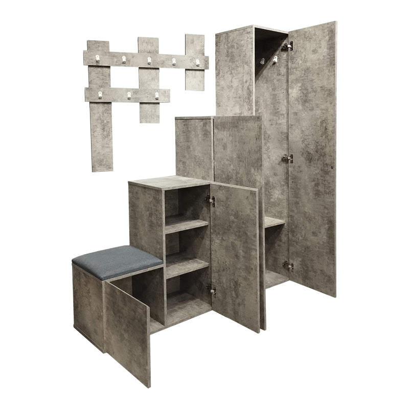 Έπιπλο εισόδου Nenich  σε γκρι oak απόχρωση 150x37x180εκ - Pakobazaar