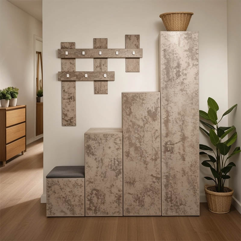 Έπιπλο εισόδου Nenich  σε γκρι oak απόχρωση 150x37x180εκ - Pakobazaar