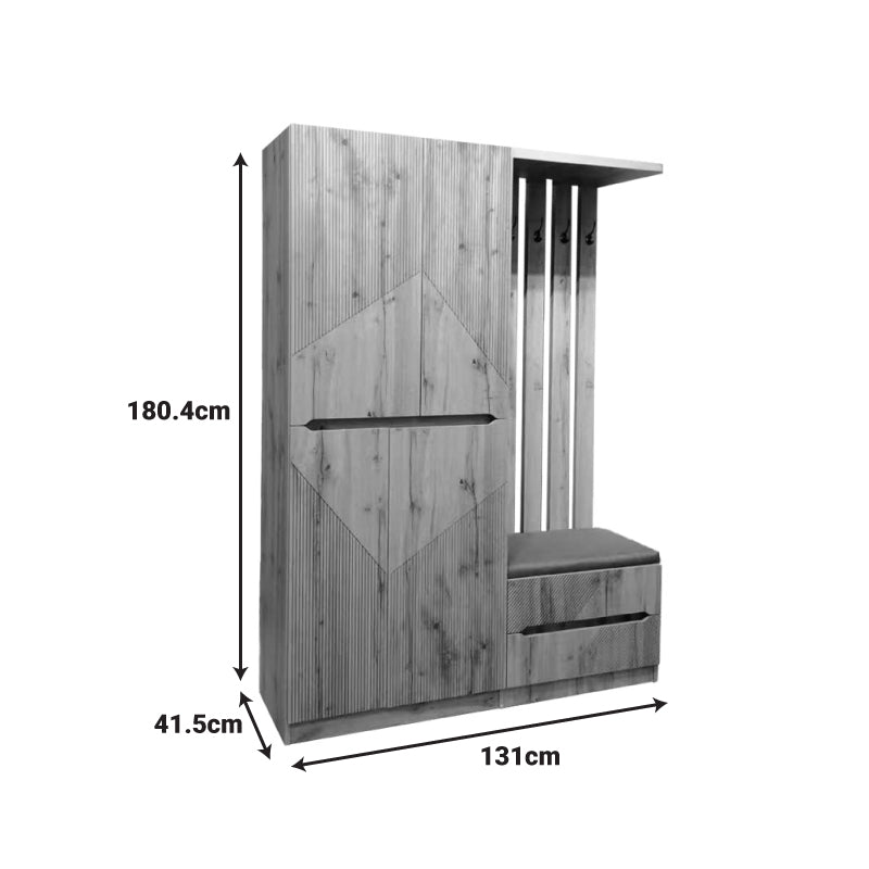 Έπιπλο εισόδου Zomie  σε oak απόχρωση 131x41.5x180.4εκ - Pakobazaar