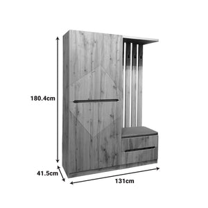 Έπιπλο εισόδου Zomie  σε oak απόχρωση 131x41.5x180.4εκ - Pakobazaar