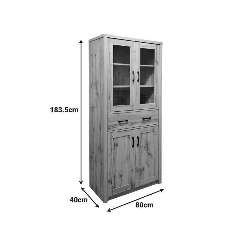 Βιτρίνα-ντουλάπα Nisso  σε oak απόχρωση 80x40x183.5εκ - Pakobazaar