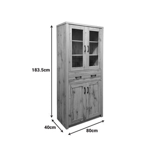 Βιτρίνα-ντουλάπα Nisso  σε oak απόχρωση 80x40x183.5εκ - Pakobazaar