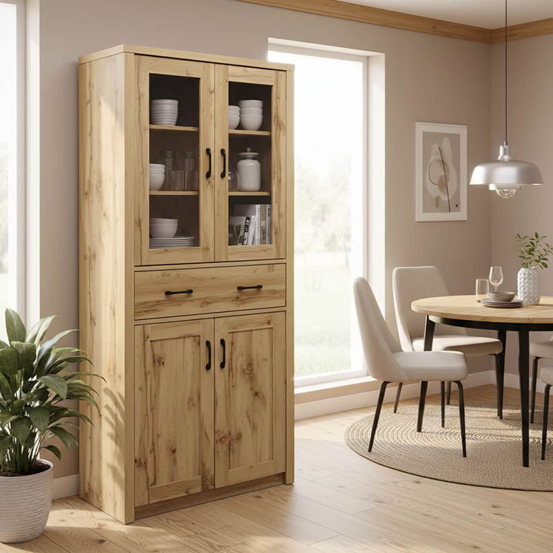 Βιτρίνα-ντουλάπα Nisso  σε oak απόχρωση 80x40x183.5εκ - Pakobazaar