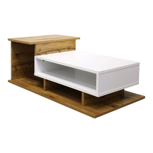Τραπέζι σαλονιού Nuvele  sonoma-λευκό 90x50x35εκ - Pakobazaar