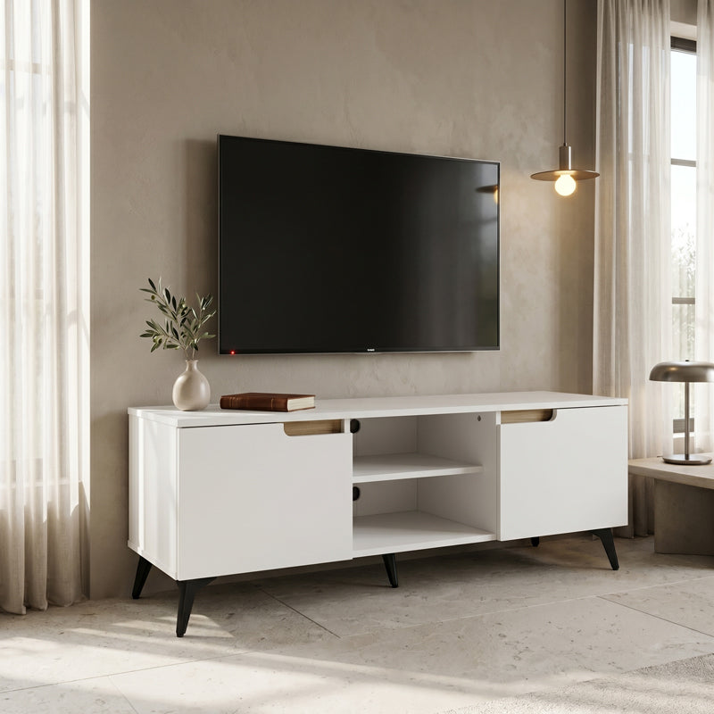 Έπιπλο τηλεόρασης Kemvio   sonoma-λευκό 120x38x44εκ - Pakobazaar
