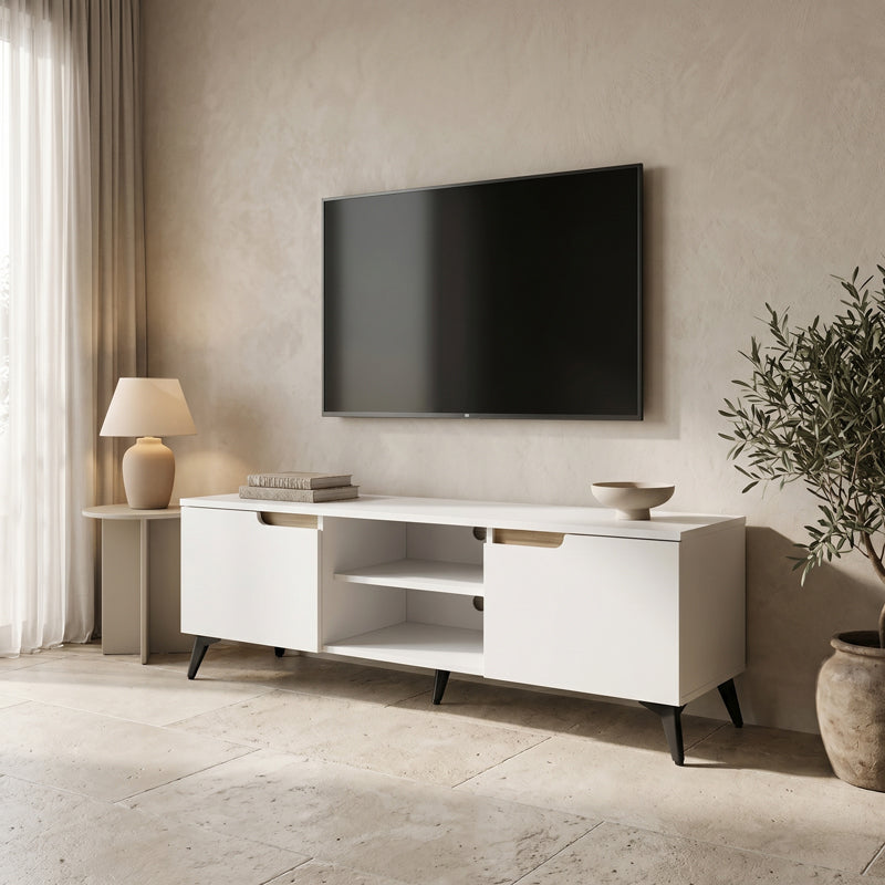 Έπιπλο τηλεόρασης Kemvio   sonoma-λευκό 150x38x44εκ - Pakobazaar