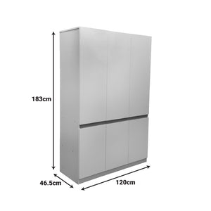 Ντουλάπα τρίφυλλη Merzia   sonoma-λευκό 120x46.5x183εκ - Pakobazaar