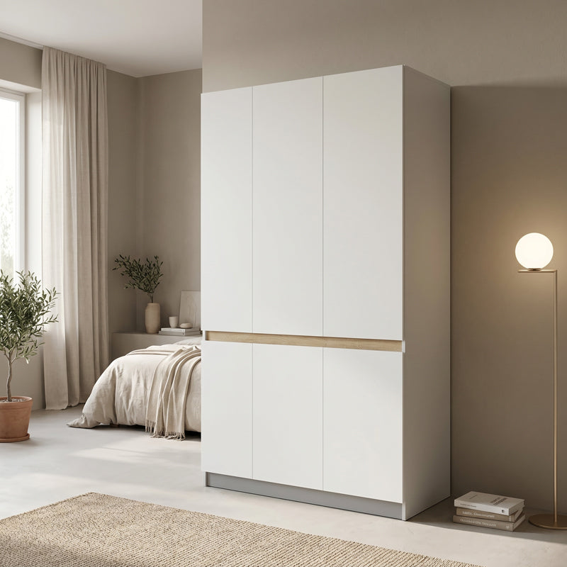 Ντουλάπα τρίφυλλη Merzia   sonoma-λευκό 120x46.5x183εκ - Pakobazaar
