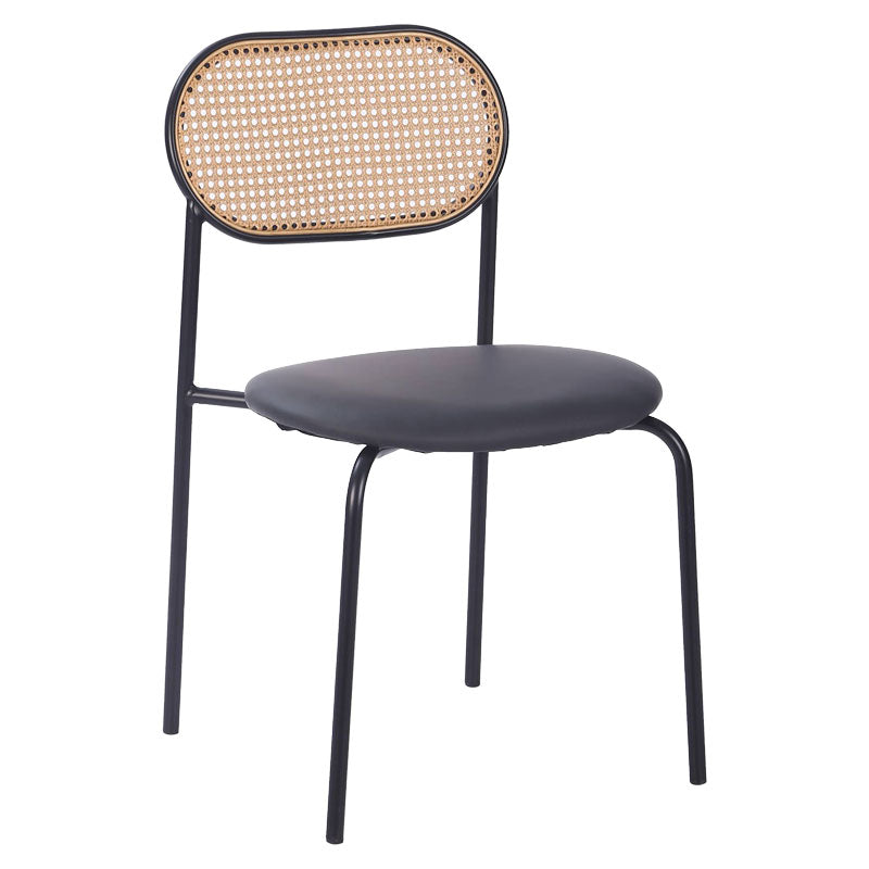 Καρέκλα James  στοιβαζόμενη pe rattan μπεζ-pu μαύρο-μέταλλο φυσικό - Pakobazaar